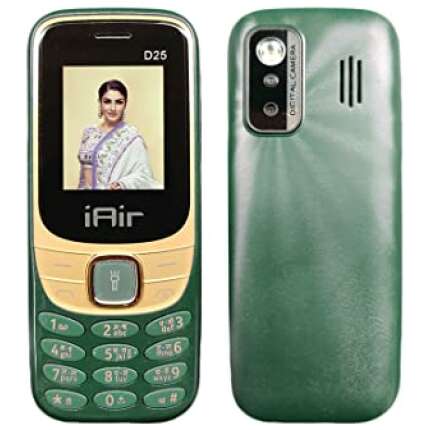 IAIR 2G Dual Sim 1.7 inch Display, 32 MB Storage, 0.8 MP Camera, VGA Video Recording, FM GSM Feature Phone (Model Name:- D25 Green)