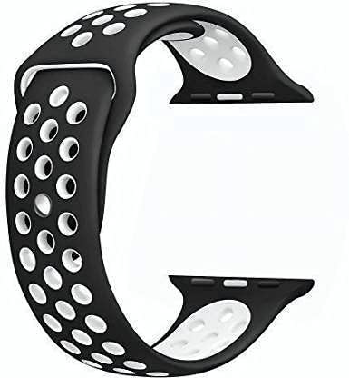 ICREATOR Nike Watch Band 42/44 mm , Smooth , Soft , Rubber , ( Compatible with Apple Watch 42/44 & Smart Watch W26 , T55 Etc..) Smart Watch Strap (Black)