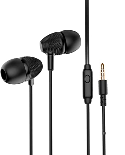 In-Ear Headphone For Samsung Galaxy A20s, A 20s In- Ear Headphone | Earphones | Headphone| Handsfree | Headset | Universal Headphone | Wired | MIC | Music | 3.5mm Jack | Calling Function | Earbuds | Microphone| Bass Bost Sound | Flat Wired Earphone| Original Earphone like Performance Earphones Compatible With All Andriod Smartphone, MP3 Players, Mobile, Laptops NI 2: 110- Black