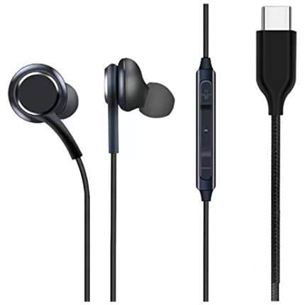 In-Ear TYPE-C PORT Headphone For Google Pixel 3XL , Google Pixel 3 XL In- Ear Headphone | Earphones | Headphone| Handsfree | Headset | Calling Function | Earbuds | Microphone| Bass Bost Sound | Flat Wired Earphone| Type C Earphones for Rich Bass and Noise Cancellation, Unique Sports Earphone with USB Type C Port - (SHA 3, Black/White)