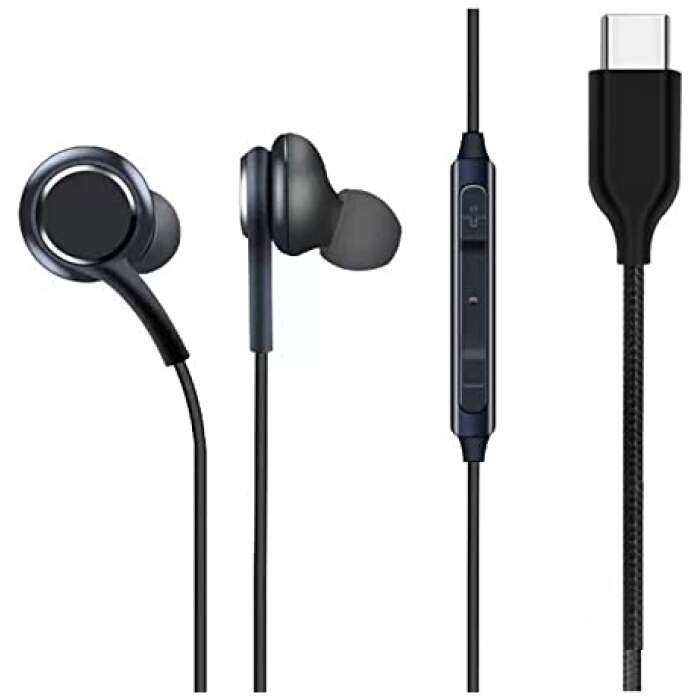In-Ear TYPE-C PORT Headphone For Sony Xperia 1 In- Ear Headphone | Earphones | Headphone| Handsfree | Headset | Calling Function | Earbuds | Microphone| Bass Bost Sound | Flat Wired Earphone| Type C Earphones for Rich Bass and Noise Cancellation, Unique Sports Earphone with USB Type C Port - (JC 3, Black/White)