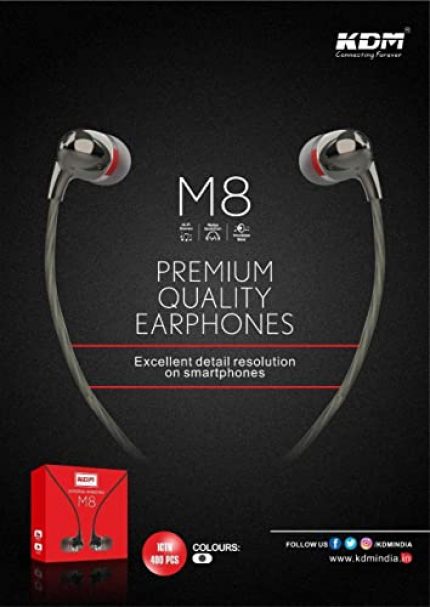 KDM Original M8 Hands-Free, Wired in-Ear Headphone Earphones with Microphone