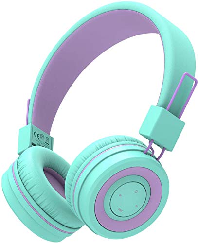 Kids Bluetooth Headphones, iClever BTH02 Kids Wireless Headphones with Mic, 22H Playtime, Bluetooth 5.0 & Stereo Sound, Foldable, Adjustable Headband, Children Headset for iPad Tablet Home School, Green