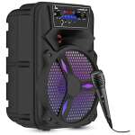Krisons Rocky Tower Party Speaker with RGB Lights, 15W Bluetooth Speaker, 8-inch Woofer, Free Wired Mic, 4 Hours Playback, RGB Lights, USB Input, TF Card, Aux Input- Black