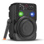 Krisons Ultima Party Speaker with RGB Lights, Trolley Bluetooth Speaker, 8-inch Woofer, Free Wireless Mic, 4 Hours Playback, RGB Lights, USB Input, TF Card, Aux Input