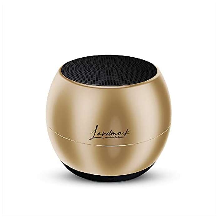 LANDMARK LM BT1045 Smallest Wireless Bluetooth Speaker with Powerful Bass Sound & in-Built Mic with Voice Assistance - Gold