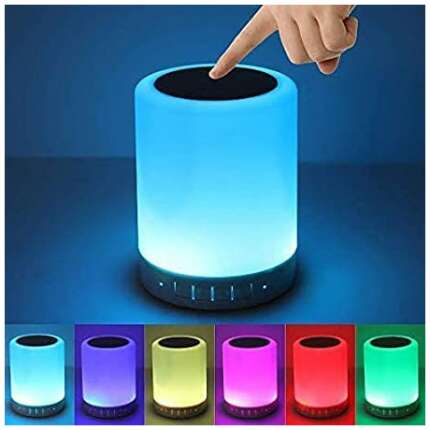LED Touch Portable Bluetooth Speaker, Wireless Speaker with Smart Color Changing Touch Control, USB Rechargeable Bedside Table Speaker
