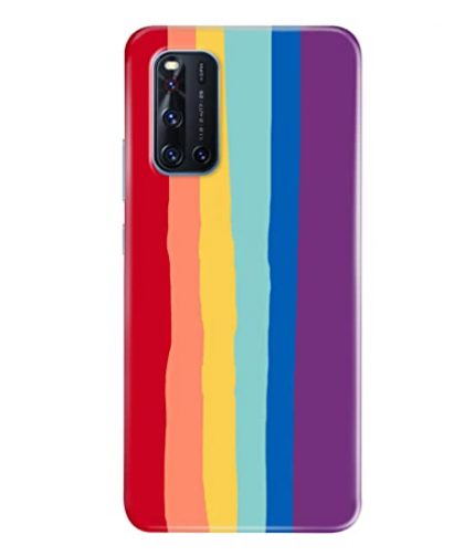 LETAPS Printed Mobile Back Hard Case Cover for Vivo V19 (Rainbow Art, Red, Yellow, Mix Colour - 8335)