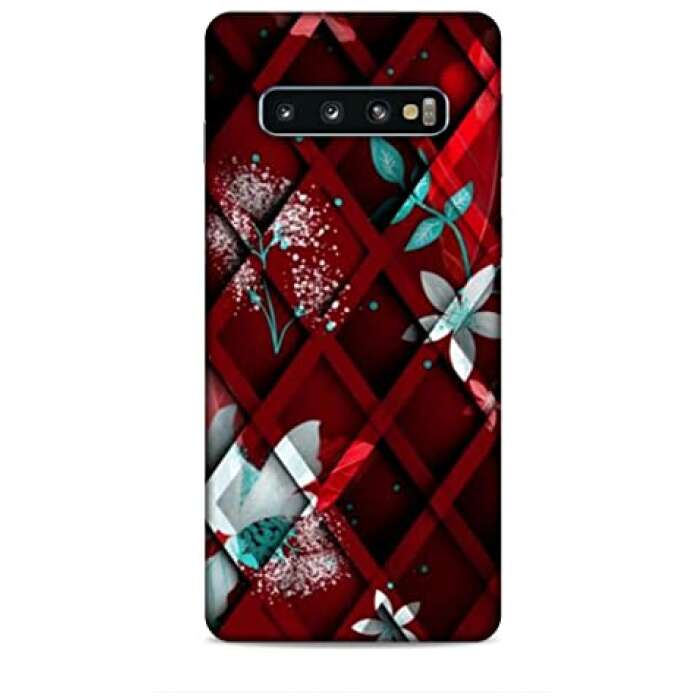 LETAPS® Colorful Designer Printed Mobile Back Hard Case and Cover for Samsung Galaxy S10 (Red Love, Floral Design, Wall Painting - 1853)