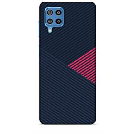 LETAPS® Designer Colorful Printed Mobile Hard Back Case & Cover for Samsung Galaxy F22 / Samsung Galaxy M22 (Blue & Pink Lines A)