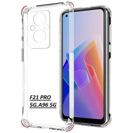 LazyLion Back Case Cover for Oppo A96 5G Shockproof Bumper Corner|Soft Feel |Lens Protection Cover (Pack of 2)