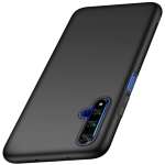 LazyLion Back Cover Case for Honor 20, Silicone Shockproof Phone Case with [Soft Anti-Scratch Microfiber Lining] Black (Pack of 1)