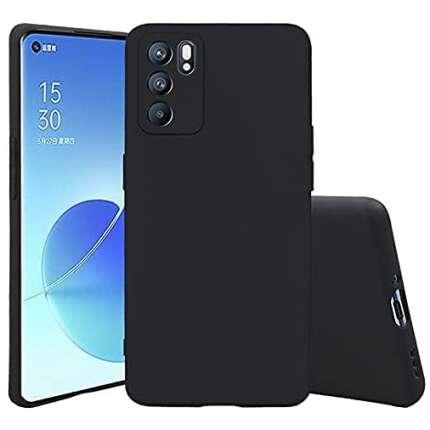 LazyLion Back Cover Case for Oppo Reno 6 Pro, Silicone Shockproof Phone Case with [Soft Anti-Scratch Microfiber Lining] Black (Pack of 2)