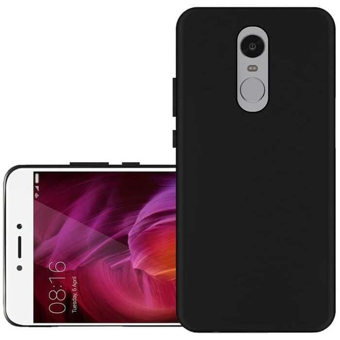 LazyLion Back Cover Case for Redmi Note 4, Silicone Shockproof Phone Case with [Soft Anti-Scratch Microfiber Lining] Black (Pack of 1)