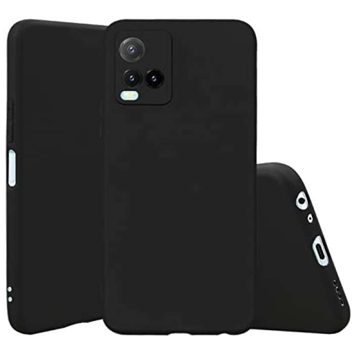 LazyLion Back Cover Case for Vivo Y33s, Silicone Shockproof Phone Case with [Soft Anti-Scratch Microfiber Lining] Black (Pack of 2)