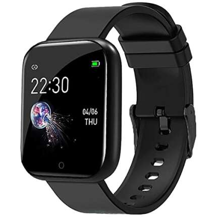 M1 Smart Watch ID116 Water Proof Bluetooth Activity Tracker Wrist smartwatch, Spo2 Sensor, Heart Rate, BP, Sleep Monitor, Touch Screen Fitness Watch for Boys, Girls, Men, Women & Kids - Black