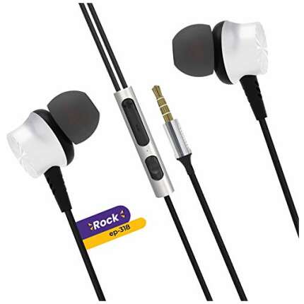 Maxobull Rock EP-318 in-Ear Wired Headphone with Microphone Handsfree Extra Bass with Volume Controllers and in-Line Mic, Lightweight Earphones with 3.5mm Jack (White)