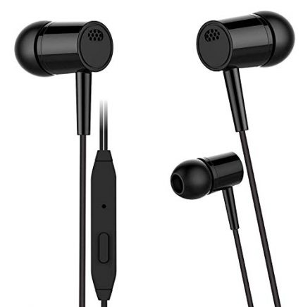 Meyaar Beex Edition Wired Durable Metal Earphones Earbuds with Microphone & Deep Bass Clear Sound Noise Isolating in Ear Headphones, Stereo Ear Buds for Cell Phones, Laptop, Tablet (Metal Black)