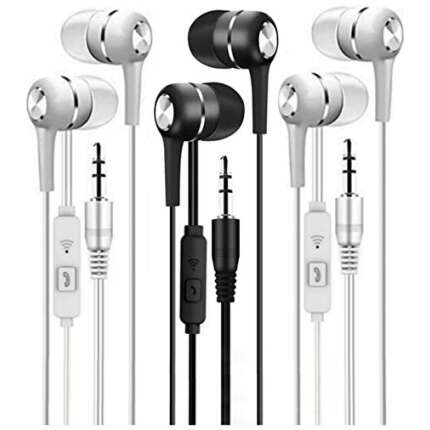 Meyaar Pack of 3 Made in India Headset SP-27 Wired in Ear Headphones 3 Pack (2 White, 1 Black)