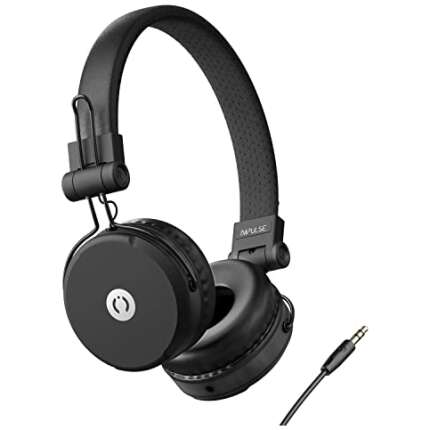 MuveAcoustics Impulse MA-1500SB Wired On Ear Headphones with Mic (Steel Black)