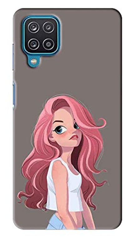 NDCOM Animated Cute Girl Printed Hard Mobile Back Cover Case for Samsung Galaxy M12