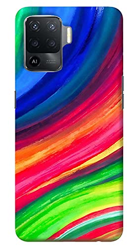 NDCOM Colourful Texture Rainbow Printed Hard Mobile Back Cover Case for Oppo F19 Pro