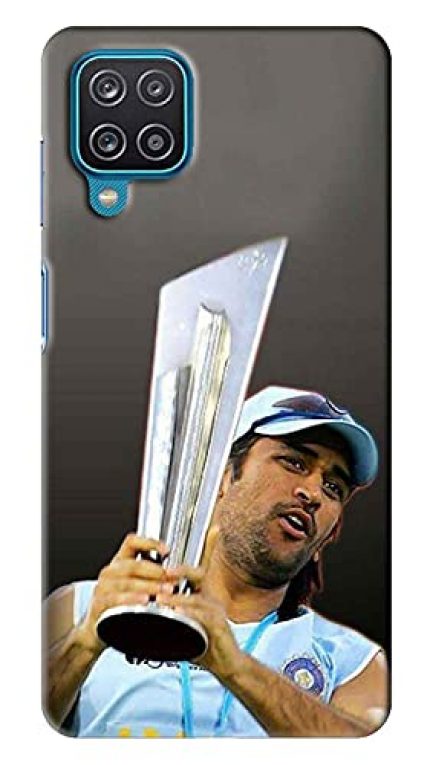 NDCOM MS Dhoni with Trophy Printed Hard Mobile Back Cover Case for Samsung Galaxy A12