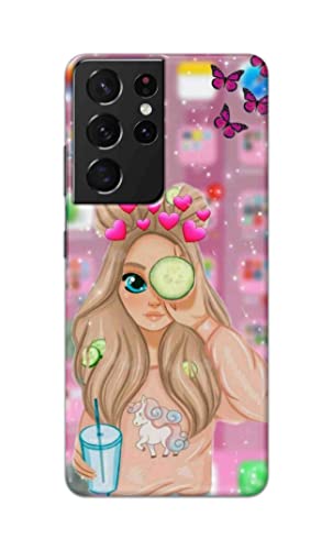 NDCOM for Cute Girl Printed Hard Mobile Back Cover Case for Samsung Galaxy S21 Ultra 5G