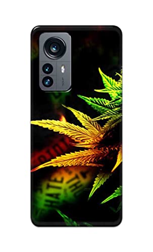 NDCOM for Green Leaf Printed Hard Mobile Back Cover Case for Xiaomi 12 Pro 5G