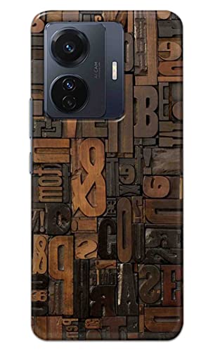 NDCOM for Wooden Letters Printed Hard Mobile Back Cover Case for Vivo T1 Pro 5G