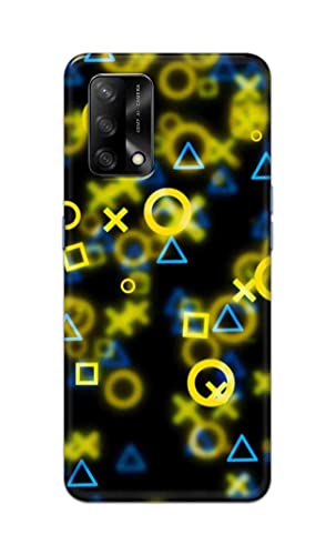 NDCOM for Yellow Geometric Printed Hard Mobile Back Cover Case for Oppo F19s