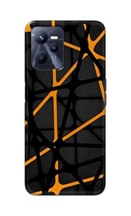 NDCOM for Yellow Texture Lines Printed Hard Mobile Back Cover Case for Realme Narzo 50A Prime