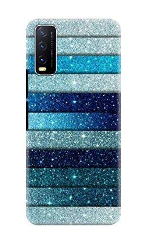 NDCOM® Blue Glitter Printed Hard Mobile Back Cover Case for VIVO Y20G