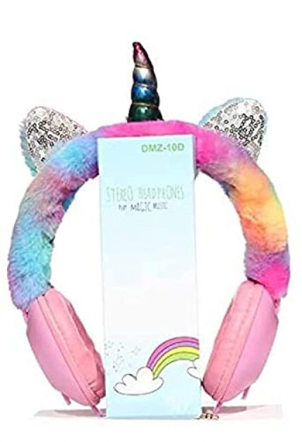Neel® Unicron Wired Headphone for Girl on Ear Fur Unicorn Soft Headphone for Cute Girls for Online Classes Used, for Music with 1.2m Long Wire Best Gift (Pack of 1)