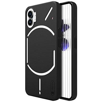 Nillkin Case for Nothing Phone 1 (6.55" Inch) Super Frosted Hard Back Dotted Grip Cover PC Black Color