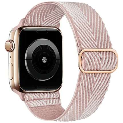 Penguin Kart -Modern Nylon Band Compatible with Apple Watch Straps 42mm 44mm 45mm 49mm, Adjustable Braided Stretch Replacement Wristband- Rose Pink (Watch Not Included)