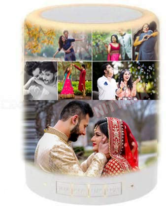 Personalized Gift Smart Touch Mood Lamp Bluetooth Speaker for Gifts, USB Rechargeable, Customized with Your Photos Print [Photo 4-6], Bluetooth Speaker for Birthday or Anniversary