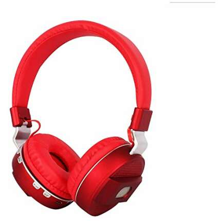ROXO KB 360 Wireless Bluetooth Headphone with Memory Card, Aux and Speaker Support (Red)