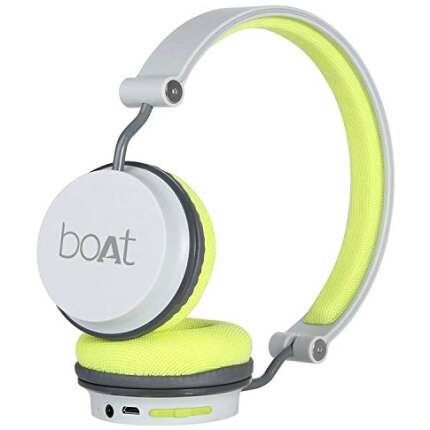 (Renewed) Boat Super Bass Rockerz 400 Bluetooth On-Ear Headphones with Mic (Grey/Green)