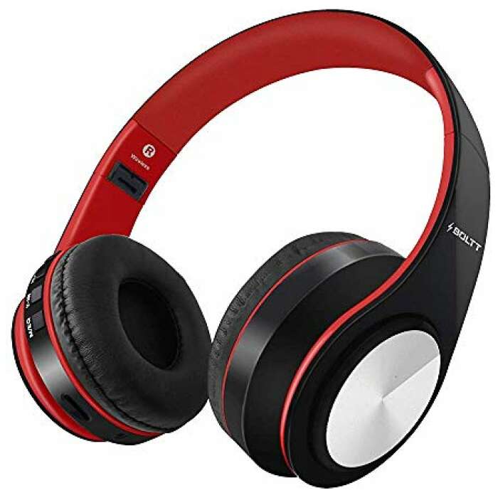 (Renewed) Fire-Boltt Blast 1000 Hi-Fi Stereo Over-Ear Wireless Bluetooth Headphones with Foldable Earmuffs, 20-Hours Playtime & Built-in Mic (Red)