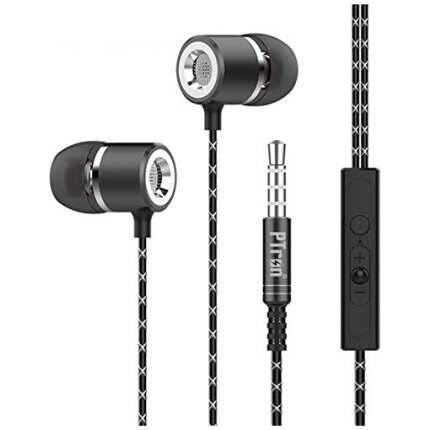 (Renewed) PTron Flux Headphone in-Ear Stereo Earphone Noise Cancellation Headset with Mic for All Smartphones (Black)