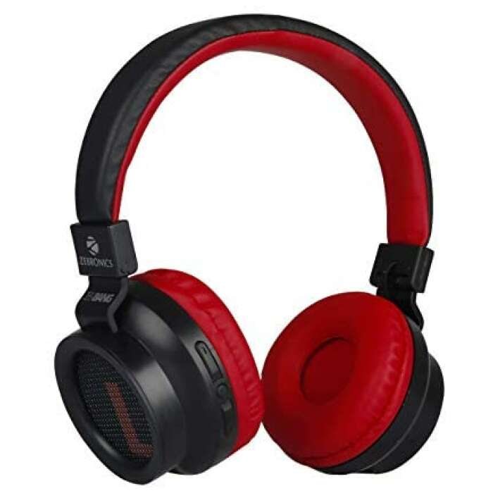(Renewed) Zebronics Zeb-Bang Bluetooth Headphone with Voice Assistant (Red)