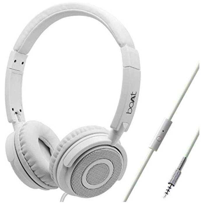 (Renewed) boAt Bass Heads 900 Wired Headphones with Mic (White)