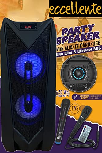 S0Roo/2X4 Inch/RGB Light_Party Portable Battery Tower Speaker_Black_20 W Output