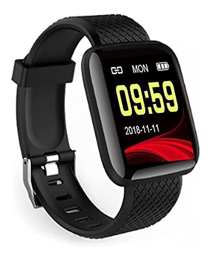 SAK Shreenova ID116 ID116 Plus Bluetooth Fitness Smart Watch for Men Women and Kids Activity Tracker (Black)