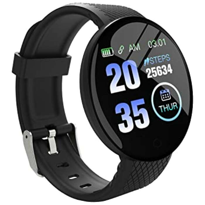 SK HOMEMAKERS Smart Watch - D18 Smart Watches for Men Women, Bluetooth Smartwatch Touch Screen Bluetooth Smart Watches for Android iOS Phones Wrist Phone Watch - Black