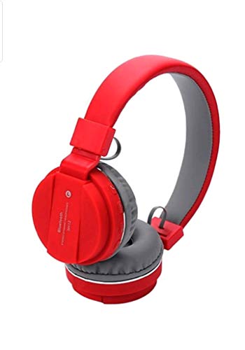 Sanganer india SH12 Wireless Bluetooth Over-ear Headphone for Mobile with Mic with FM and SD Card Slot with Music and Calling Controls (Red)
