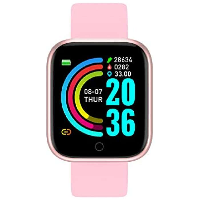 Smart Watch for Boys Y68 Bluetooth Calling Smart Touchscreen Smart Watch Bluetooth 1.30 HD Screen Smart Watch with Daily Activity Tracker, Heart Rate Sensor, Sleep Monitor for All Boys & Girls (Pink)