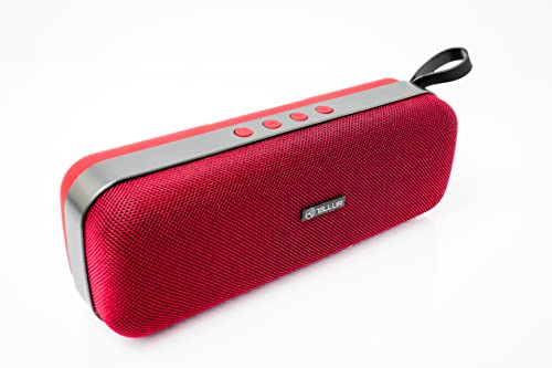 TELLUR Loop Portable Bluetooth Stereo Speaker, 10W, True Wireless Stereo Technology Enabled, FM Portable Radio Speaker, Hands-Free Function, USB, MicroSD/TF Slot, AUX Jack 3.5 mm, BT 5.0 (Red)
