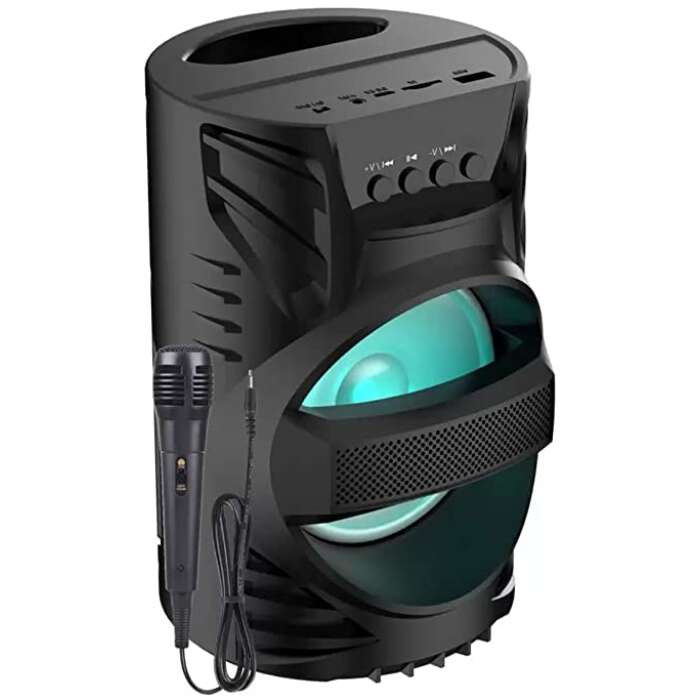 WS-04 Portable Bluetooth Speaker, Wireless Speakers with Rich Bass DJ Light Carry Handle-Travel Surround Sound Speaker Support Bluetooth, AUX Supported, Wireless Speaker